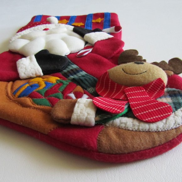 Jingles & Joy 3D Santa & Reindeer Decorative Christmas Stocking Christmas Home - Picture 5 of 12
